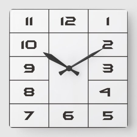 Clock Face Squares & Numbers - Black