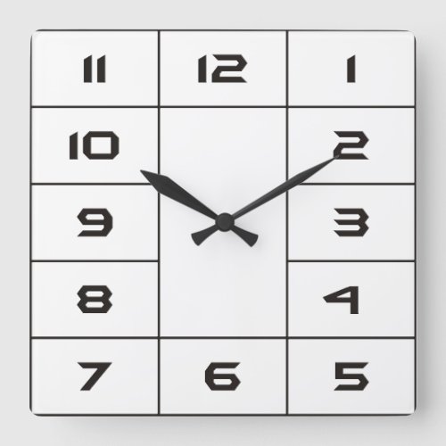 Clock Face Squares  Numbers _ black