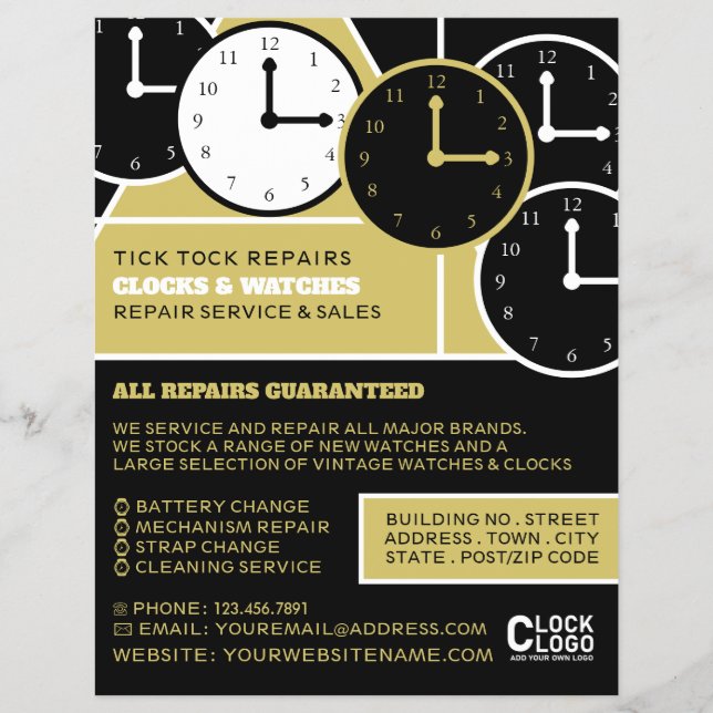 Clock Faces, Horologist Advertising Flyer (Front)
