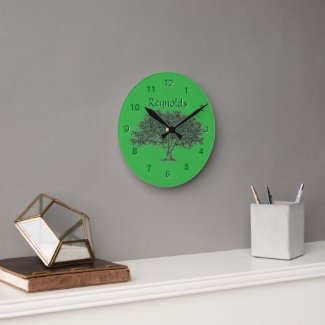 Clock - Family Tree on Green