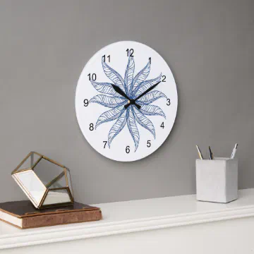 Clock - Feather Blossom in Blue