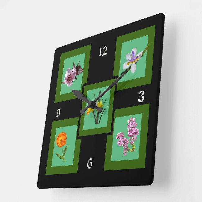 Clock - Five Flowers