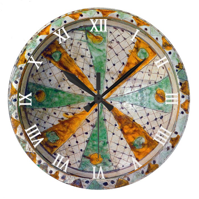 CLOCK FLOATING NUMBERS AND PERSIAN CERAMICS