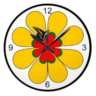Clock - Flower Art with Butterfly
