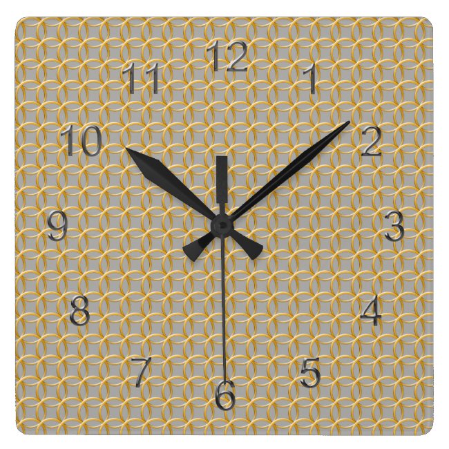Clock - Golden Links Chain Mail on Gray