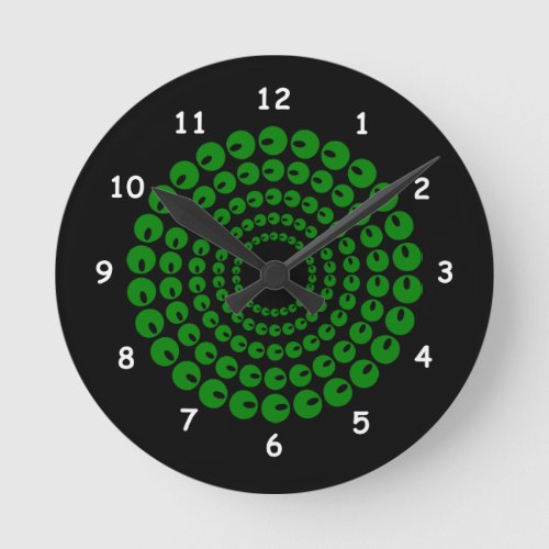 Clock _ Green Concentric Circles of Beads on Black