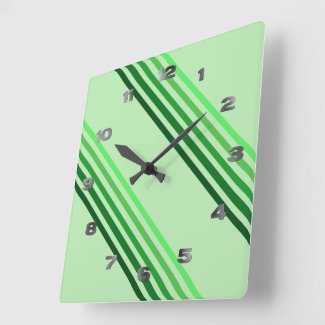 Clock - Green Diagonal Lines