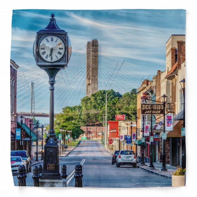 Clock In Downtown Cape Girardeau Bandana (Front)