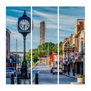 Clock In Downtown Cape Girardeau Triptych