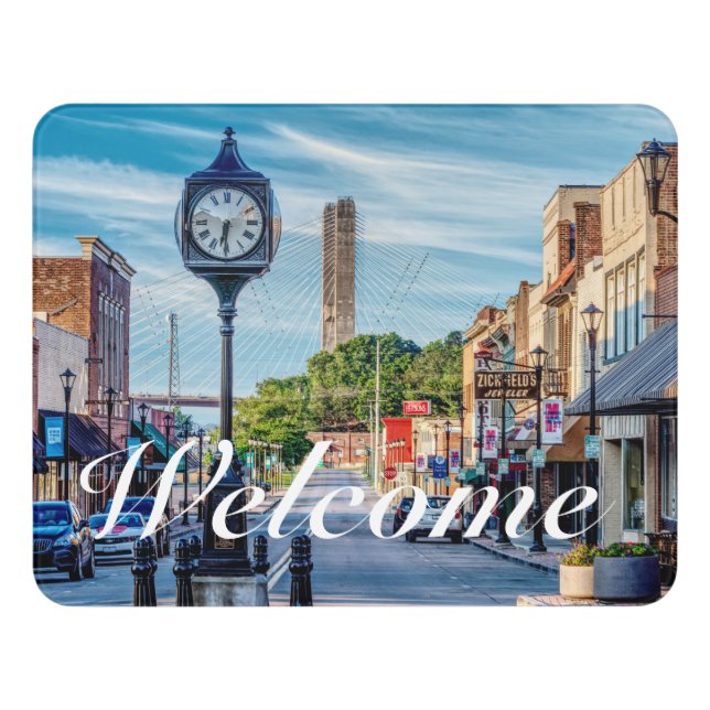 Clock In Downtown Cape Girardeau Welcome Door Sign (Contemporary Front)