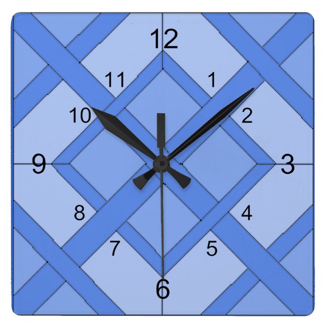 Clock - Interwoven Squares in Blue