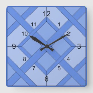 Clock - Interwoven Squares in Blue