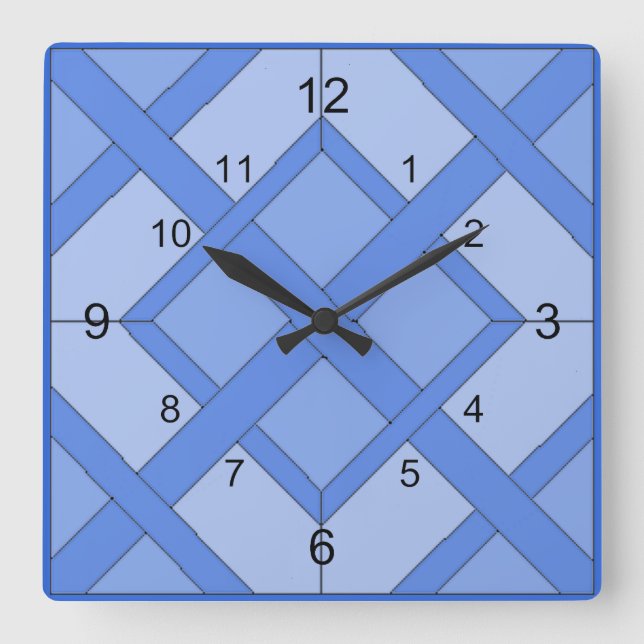 Clock - Interwoven Squares in Blue (Front)