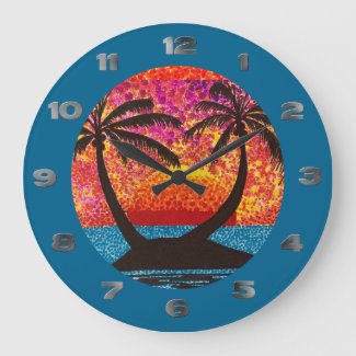Clock - Island Sunset seen Through Porthole