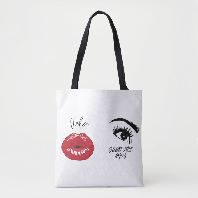 Clock It & Good Vibes Chic Tote Bag (Front)