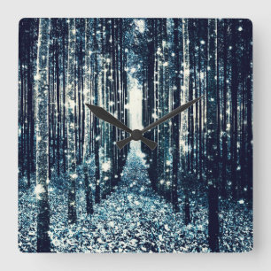 Clock : Magical Forest Teal Gray Elegance