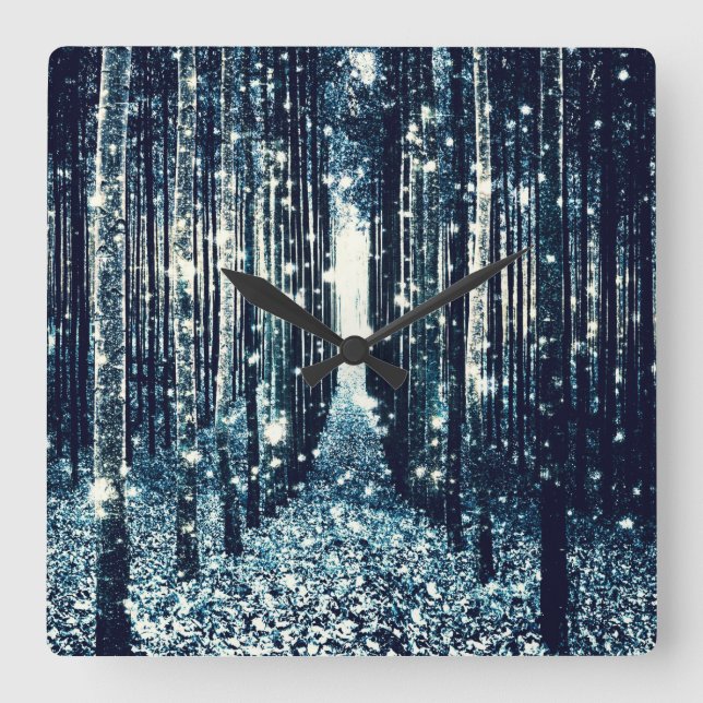 Clock : Magical Forest Teal Gray Elegance (Front)