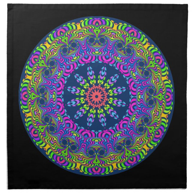 Clock Mandala - neon 2 Napkin (Front)