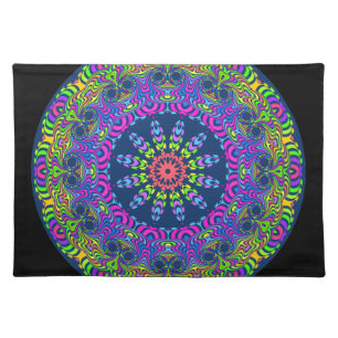 Clock Mandala - neon 2 Placemat