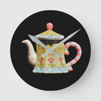 clock, medium, round, image, teapot, design round clock