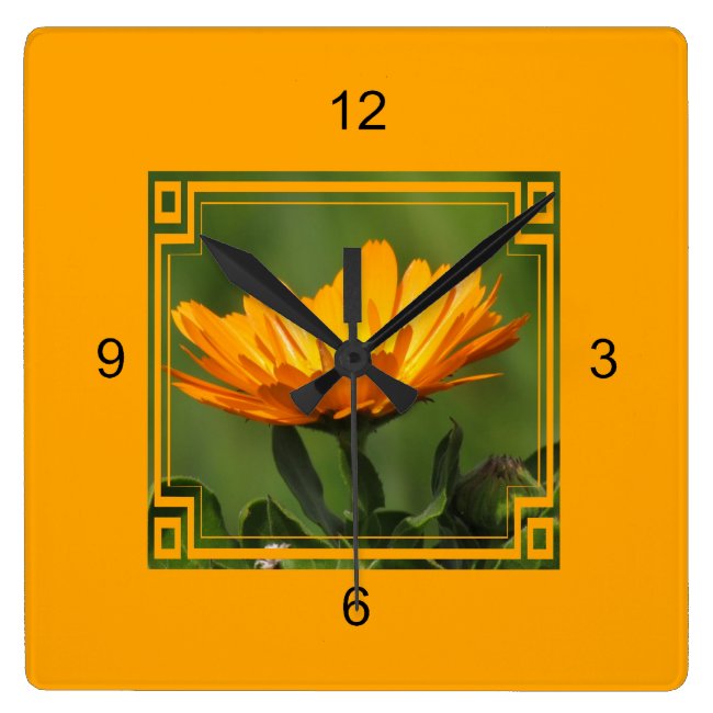 Clock - Orange Flower in Frame