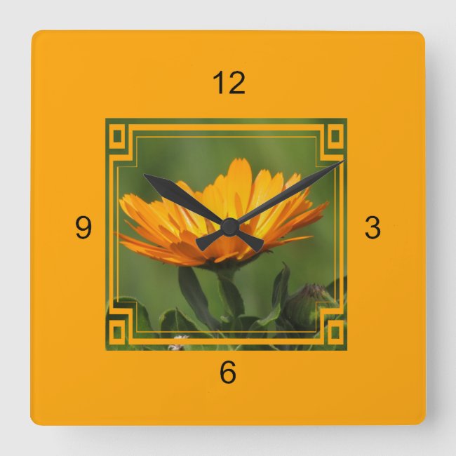 Clock - Orange Flower in Frame