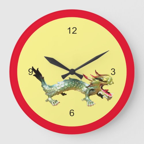 Clock _ Oriental Dragon in Red Frame