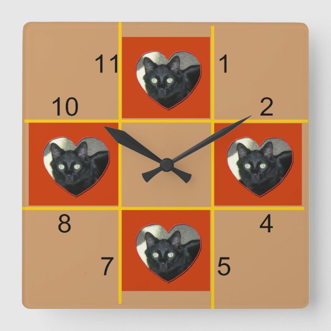 Clock - Pet patchwork (red heart) (Front)