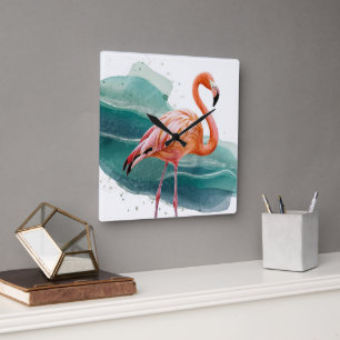 clock pink flamingo