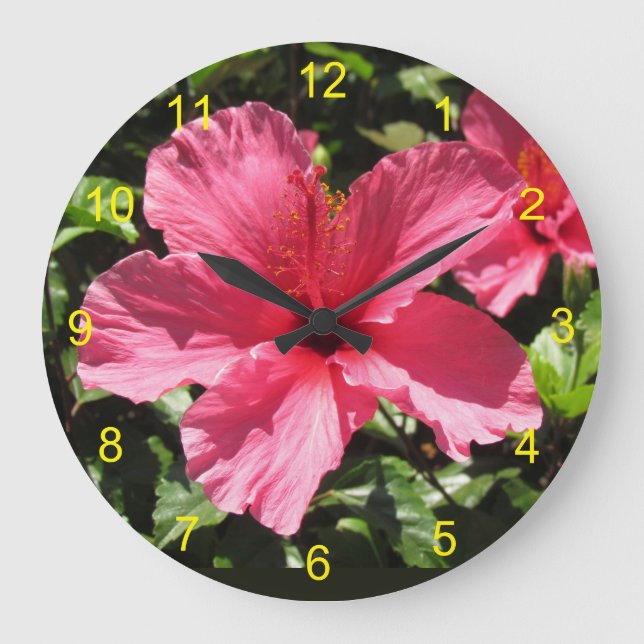Clock - Pink Hibiscus Blossom (Front)
