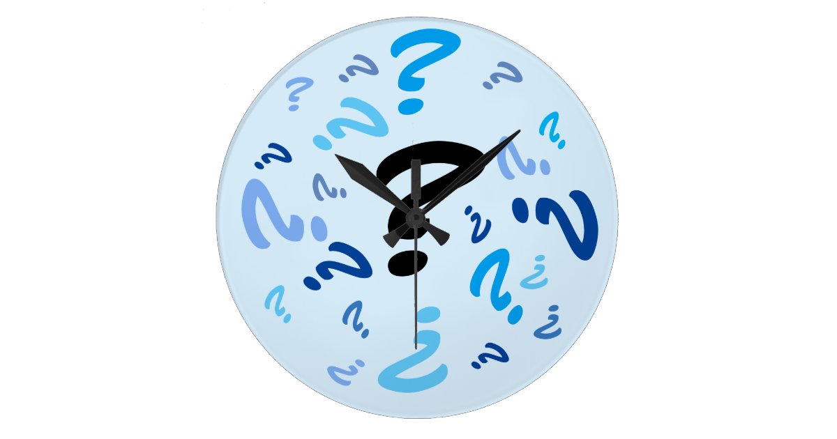 Clock Question Marks in Blue