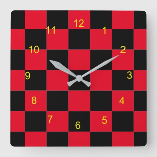 Clock _ Red and Black Checkerboard