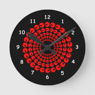 Clock - Red Concentric Circles of Beads on Black