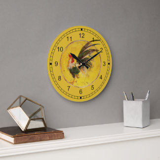 Clock - Rooster and Yellow Background