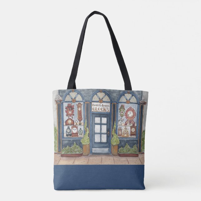 Clock Shop Watercolor Tote Bag (Back)