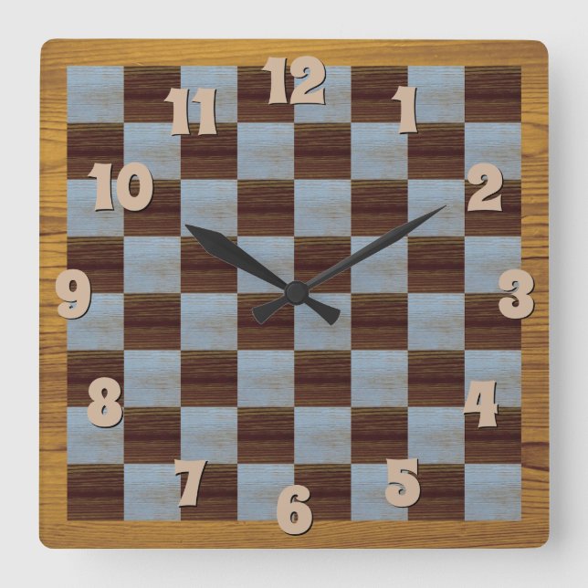 Clock square on a chessboard background (Front)