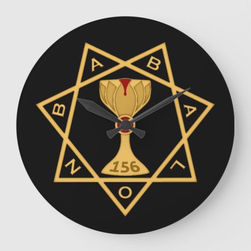 Clock Star of Babalon Gold Logo Black Background Large Clock