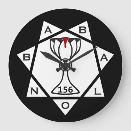 Clock Star of Babalon Logo Black Background Large Clock