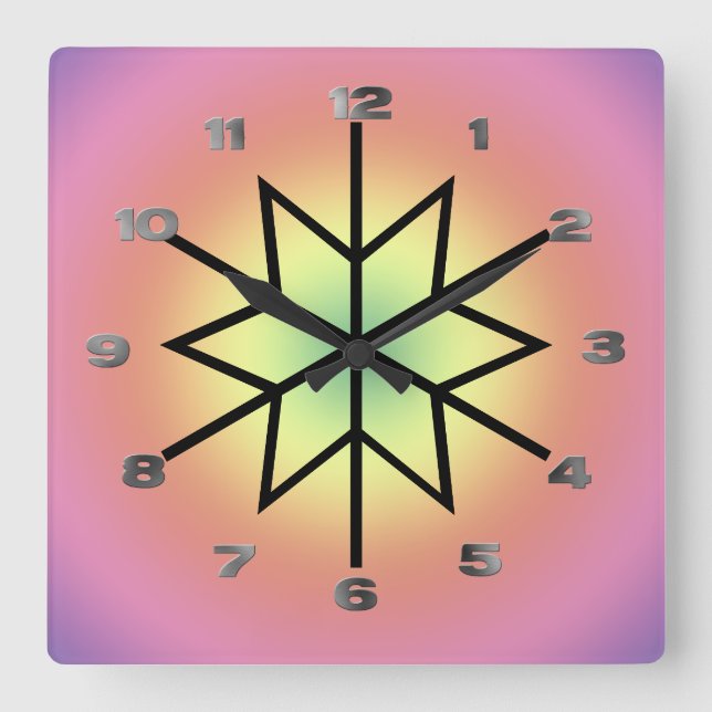 Clock - Star with metallic numerals (Front)