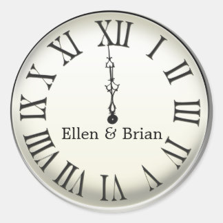 Clock Strikes Midnight New Year's Eve Classic Round Sticker