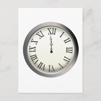 Clock Strikes Midnight New Year's Eve Holiday Postcard by perfectwedding at Zazzle