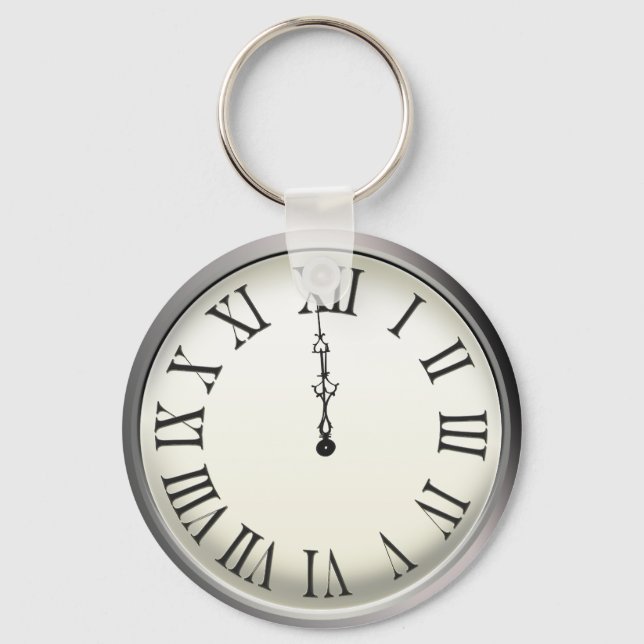 Clock Strikes Midnight New Year's Eve Keychain (Front)