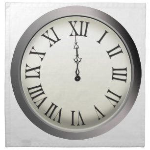 Clock Strikes Midnight New Year's Eve Napkin