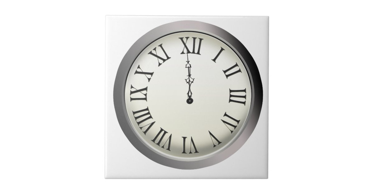 Clock Strikes Midnight New Year's Eve Tile Zazzle
