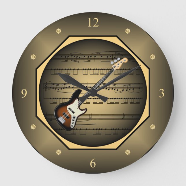 Clock-tagon ~ Electric Guitar ~ Sheet Music ~  Large Clock (Front)