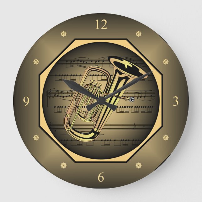 Clock-tagon ~ Tuba ~ Sheet Music ~  Large Clock (Front)