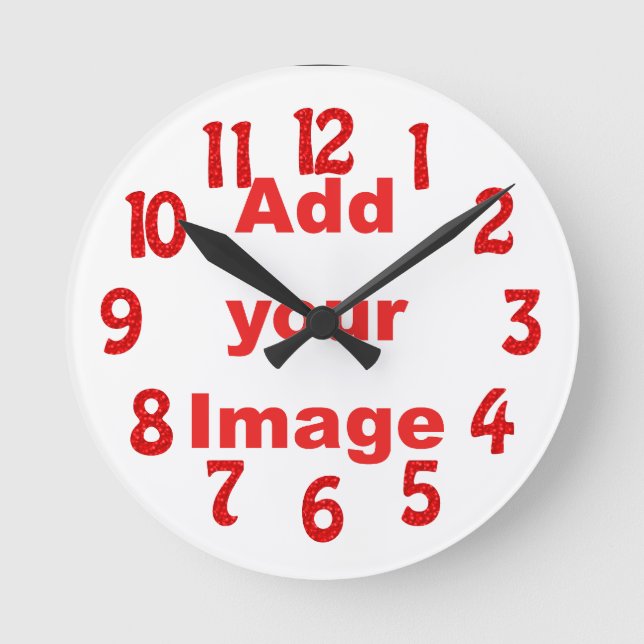 Clock template - Fun Red - Add your Image (Front)