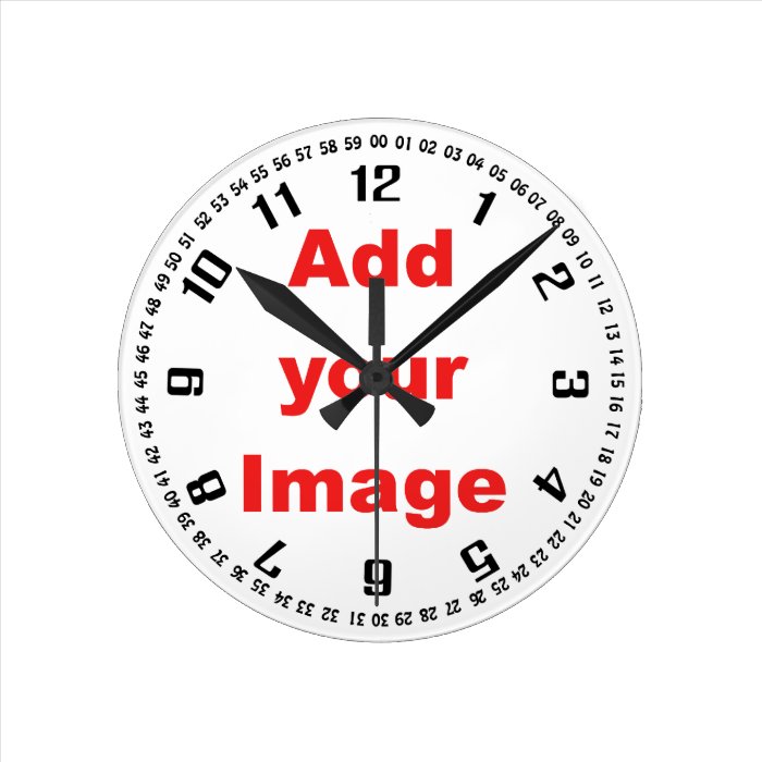 Clock template Numbers & seconds Add your Image Zazzle