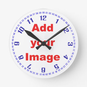 Clock template - Numbers & seconds blue- Add Image