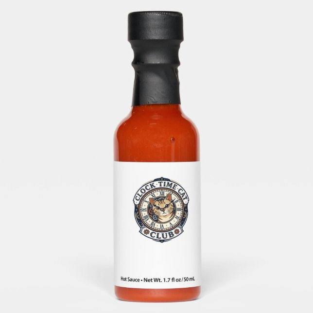 Clock Time Cat Cat Graphic Tee Art - Clock Time Ca Hot Sauces (Front)